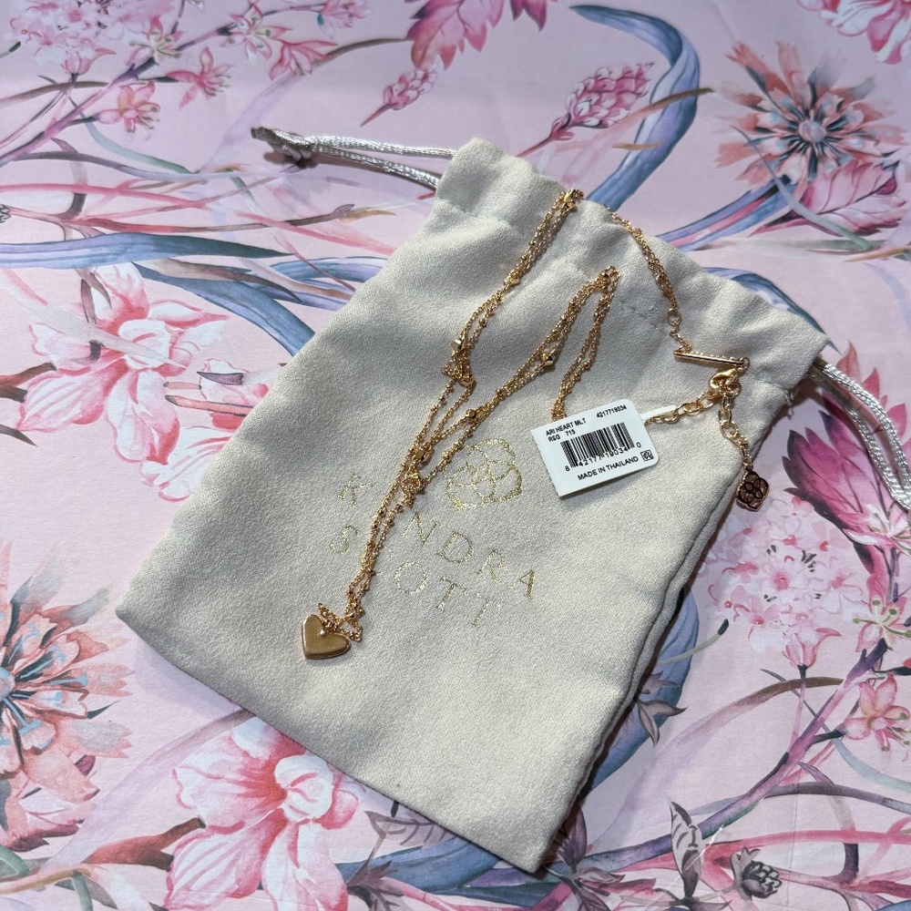 Kendra Scott NWT Rose Gold Ari Heart Layered Necklace - Picture 5 of 5